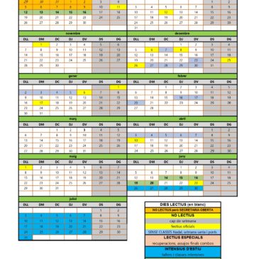 Calendari del nou curs 22-23